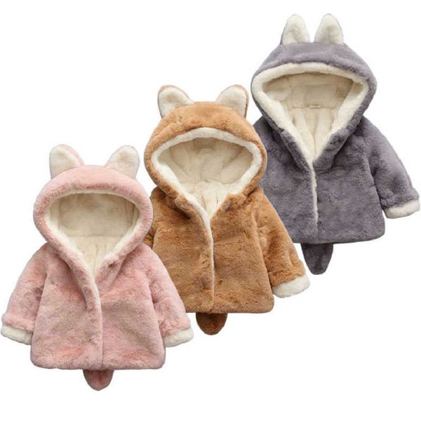 Vêtements pour enfants Pulls molletonnés à capuche 3D Oreille et Queue Décor Bébé Hoodies Manteau Vêtements 1047 E3