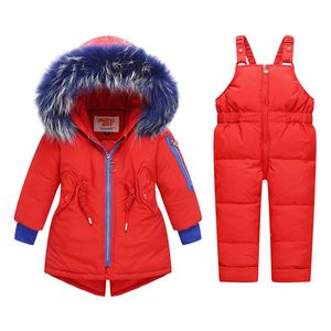 Enfants Manteaux d'hiver Fille Garçons Bébé Fourrure Snowsuit Sweats à capuche Veste Duck Down Baby Girl Snows Tenues Snow Wear Combinaison Manteau d'hiver LJ201120