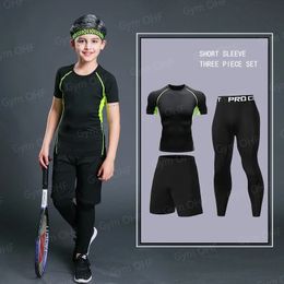 Kindercompressie shirt jongens sport training t -shirt en shorts gymnastiek kleding kindervoetbal in 240510