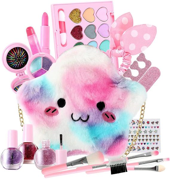 Juguetes cosméticos para niños, casa de juego para niñas, esmalte de uñas, manicura, maquillaje, bolso de hombro de estrella, conjunto de juguete de simulación, regalos de cumpleaños para niños