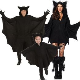 Kids Cosplay Bat Kostuums S-4XL Mannen Vrouwen Vampier Kleding Familie Jurk Fancy Halloween Ouderschap Jumpsuits Heks Kleding Handschoenen