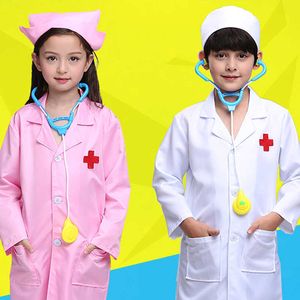 Kids Cosplay Kleding Jongens Meisjes Doctor Nurse Uniforms Fancy Toddler Halloween Rollenspel Kostuums Party Draag Doctorjurk Q0910