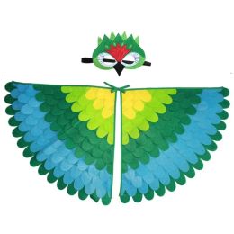 Kids Cosplay Costume Owl Peacock Wings Bird Bird Felt Cape avec Mask For Girls Boys Halloween Party Stage Performance Cloak