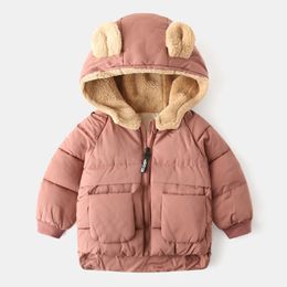 Kinder Baumwolle Kleidung Verdickte Unten Mädchen Jacke Baby Kinder Winter Warme Mantel Reißverschluss Mit Kapuze Kostüm Jungen Outwear 240104