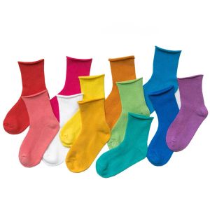 Enfants coton chaussettes doux respirant confortable bébé enfants chaussette bas solide décontracté filles garçons mode chaussettes colorées forZZ