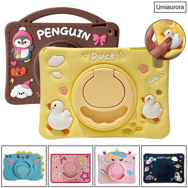 Couverture pour enfants pour IPad 7th 8th 9th 10.2 10th 10.9 Pro 11 9.7 Mini 6 Air 1 2 3 4 5 2022 Case Cartoon Rotation Hand Ring Stand Funda HKD230809