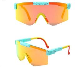Gafas de sol en bicicleta para niños Doble ondas blancas amarillas Glasse Glasse Doble ancho de doble espejo UV400 Protección de barco rápido para niños 2-12 años