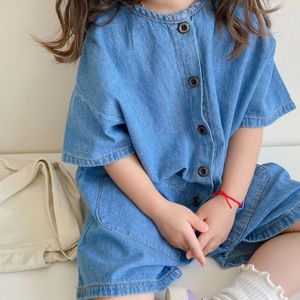 Combinaison en jean pour enfants, salopette en jean pour filles et garçons, barboteuse d'été, vêtements pour bébés en bas âge, 240307