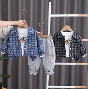 merkkleding voor kinderen babyjongen meisje kledingsets vest jeans jasje joggingbroek set