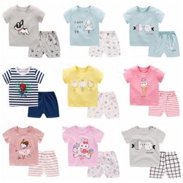 Kids Designer Kleding Baby Mode Pakken Meisjes Boutique Outfits Dier Gedrukt Tops Broek Korte Mouw T-shirt Shorts Kleding Sets Czyq5503