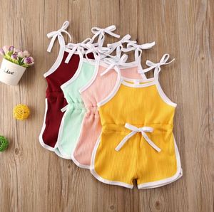 Kids Designer Kleding Baby Meisjes Jarretel Rompertjes Baby Zomer Katoen Ademend Jumpsuits Pasgeboren Mode Onesies Klim Kleding B823