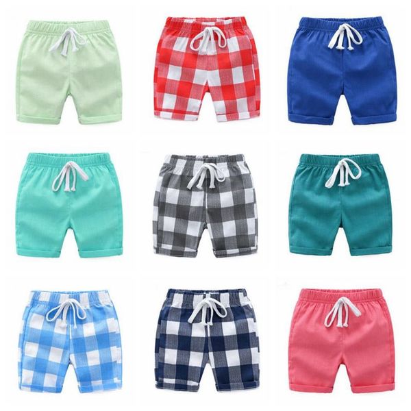 Ropa de diseñador para niños Pantalones cortos a cuadros para bebés Niños Pantalones sólidos de verano Pantalones a cuadros para niñas Pantalones de medio pantalón con cordón Pantalones Streetwear B5418