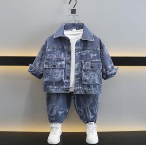 merkkleding voor kinderen jongenskledingsets denim vest jeans jasje broek kinderjas