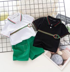 merkkleding voor kinderen jongen meisje babykleding Sets met korte mouwen strepen newGG polo t-shirt shorts set