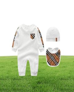 Kinder Designer Kleidung Jungen Overall Neugeborenen Strampler Baby HatBibRobe Set Infant Baby Mädchen Kleidung Set5529418