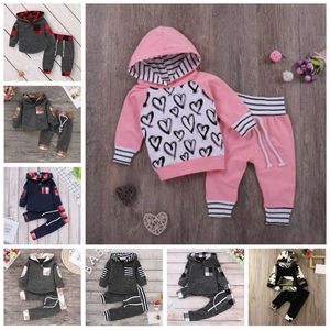 Kids Designer Kleding Jongens Plaid Trainsuits Camo Gestreepte Hoodies Broek Kleding Sets Patchwork Bloemenjas Broek Past Herfst Casual B6784