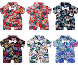 Kids Designer Design Boys Rompers Floral Print Children039S Infant Jumpsuit Baby Zomer Pyjama -kleding Hawaiiaanse stijl CZ5268782778