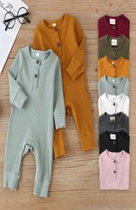Vêtements de créateurs pour enfants Roupers Solide Stripe Pit Cuit à manches longues grenouillères pour nourrissons filles filles en bas âge.
