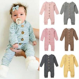 Kids Designer Kleding Jongens Gestreepte Rompertjes Kind Lange Mouw Casual Jumpsuits Infant Knit Thermische Boutique Klimkleren Overall Broek D6990