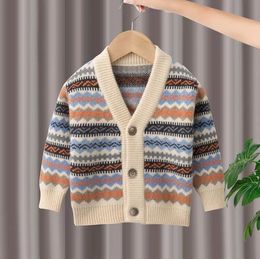 ropa de diseñador para niños Cárdigan de rayas de colores suéteres para bebés prendas de punto Jumper abrigo para niños B100