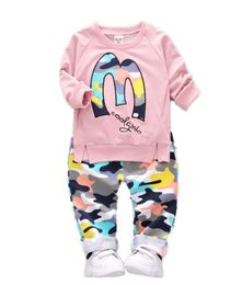 Kids designer kleding meisjes jongens outfits kinderen brief TopsCamouflage broek 2pcsset 2019 fashion Boutique babykleding Sets C8092275