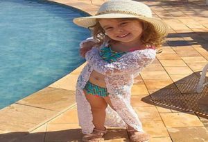 Kinderen Designer Kleding Meisjes Kant Lange Mouw Zonnemaat Kinderkleding Beach Cape Bloempatroon Lace Sunprotective Swimm Summer CoA299577777