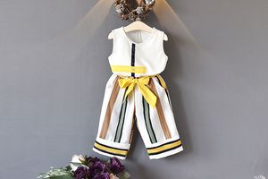 Kids Designer kleding meisjes sets zomer mode mouwloze splicing ontwerp T-shirt + casual broek baby meisje pak