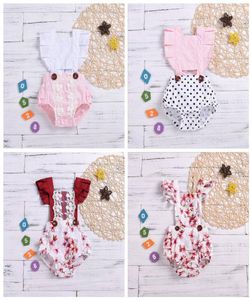 Enfants Designer Vêtements Infantile Filles D'été Barboteuses Enfant DOT Dentelle Combinaisons Bébé Dessin Animé Mouche Manches Barboteuses Coton Body Romp8458195