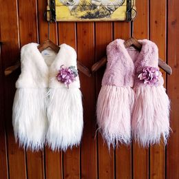 Ropa linda para niños Nuevos suéteres para niños Tops Otoño Invierno Niñas Imitación de pelo de conejo Suéteres de felpa Cárdigan cálido de estilo largo para niñas