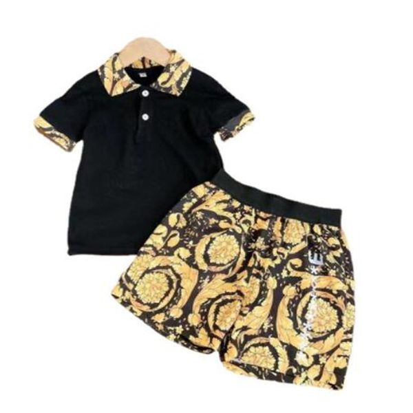 Ensembles de vêtements de créateurs pour enfants, T-shirt et jupe d'été pour filles, mode garçons, Polo, short, costume 2 pièces, tenue pour enfants