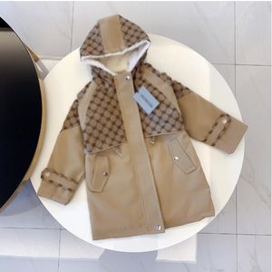 Chaqueta de diseñador para niños, chaquetas largas con capucha para niños, chaquetas de lana, abrigo de invierno para niños B2050