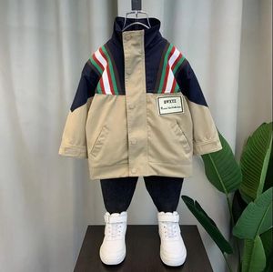 Kinderontwerperjack Windscheper Spring herfst Stripe Boy Zipper Jackets Children Coat