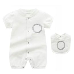 Kids Designer Rompers Bib 2 Pieds Set Baby Boy Girl Summer Summer à manches courtes Coton Coton Top Quality Newborn Jumps Courstes 0-24 mois