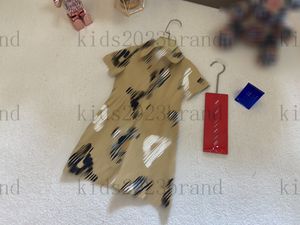 chemises de créateurs pour enfants robes couleur kahki robe à manches bouffantes pour enfants robe florale filles haut de gamme jupes plissées 2023ss jupes de mode d'été taille 100-160cm