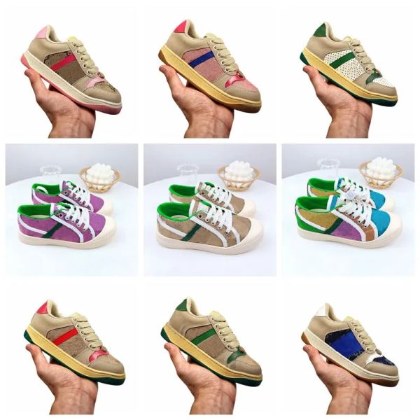 Zapatos de diseño para niños Zapato para bebés con soles suaves de lujo para niños Niñas Primavera Autumn Old Lace Up Aprendible Trainers informales