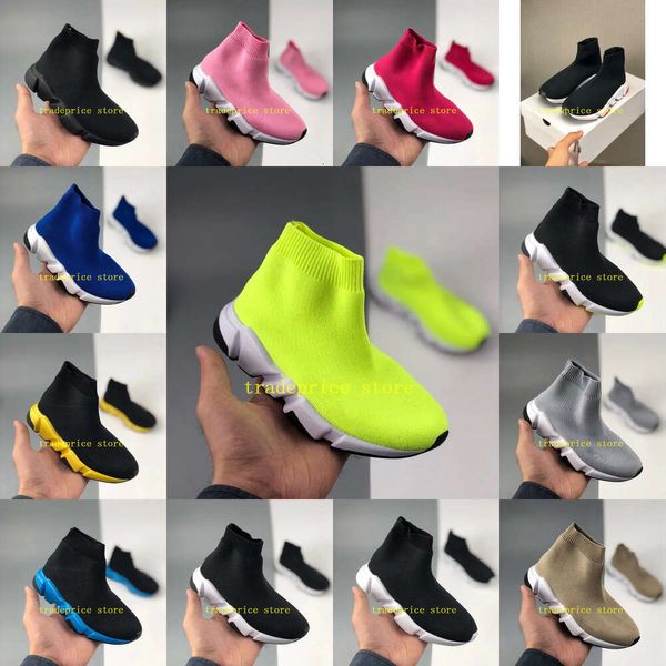 Zapatillas de deporte de diseñador para niños Zapatos para niños pequeños Botas de calcetín de punto para niña Triple Negro Rosa Verde Zapatillas de deporte Preescolar Azul Amarillo Bota de invierno US 6C 6.5C 7C 8C 9C 10C