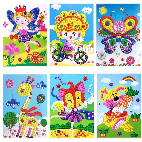 Enfants bricolage 3D Puzzles EVA mousse mosaïques collant cristal Art princesse papillons autocollant jeu meilleur cadeau en gros