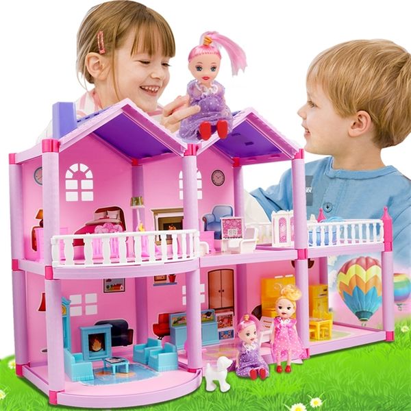 Niños DIY Familia Casa de muñecas Accesorios de juguete con muebles en miniatura Garaje Montar Casa Casa de muñecas Juguetes para niñas Regalo de cumpleaños 201217
