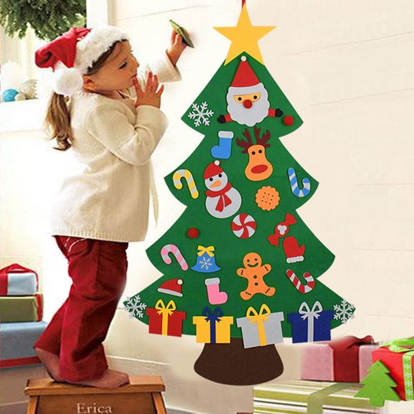 Enfants DIY Feutre Arbre De Noël Décoration De Noël pour La Maison Navidad 2022 Nouvel An Cadeaux Ornements De Noël Père Noël Arbre De Noël 100pcs C0907