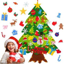 Niños DIY Fieltro Árbol de Navidad Feliz Navidad Decoraciones para adornos navideños en casa Noel Navidad Regalos de Navidad Dropshipping Y1104