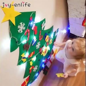 Kids Diy Led Feel Christmas Tree Decoration for Home Navidad Year Gifts Cristmas Ornaments Santa Claus Xmas Y201020