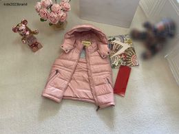 Chaleco con capucha para niños, chaleco de alta calidad para bebé, talla 100-170 CM, chaqueta sin mangas con decoración de bolsillo con cremallera Oct05