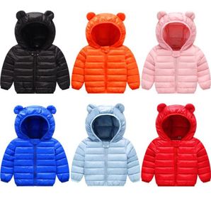 Kids Down Hoodies Mabillets Coton plus léger Zipper New Pressing Technology Long Manneve Baby Baby Boys Girls Winter Jacket Snow Matel 2731190