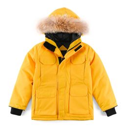 Enfants Down Jacket Manteau canadien Designer Vestes d'hiver Garçon Fille Enfants Épais Chaud Vêtements de luxe avec fourrure Parkas à capuche Luxe Bébé Manteaux d'extérieur taille 110-150