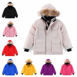 Donsjack voor kinderen Canadese jas Designer winterjassen Jongen meisje Kinderen Dikke warme luxe kleding Kleding met bont Parka's met capuchon Babygans Outdoorjassen