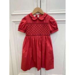 Robes pour enfants édition coréenne des filles aop manches courtes douces mignons rouges d'été pur-tempérament de tempérament de coton de coton