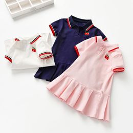 Vestidos para niños Cuello de solapa Bordado Vestido de manga corta Niñas pequeñas Ropa de diseñador de verano para niñas pequeñas