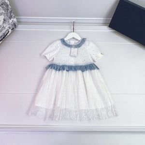Kinderjurken Zomer Kinderslijtage Paillin Design Little Fairy Style Cotton Mesh Girls 'Short Sleeve Princess -jurk