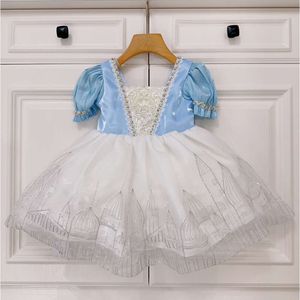 Habillons pour enfants Summer Girl Aisha Blue Poncho Princess Dress Ice Snow International Child's Day