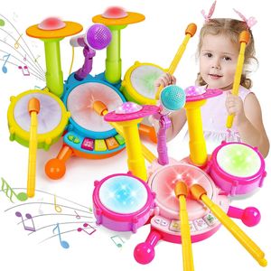 Ensemble de batterie pour enfants, Instruments musicaux éducatifs pour bébés, jouets pour filles, Microphone, activités d'apprentissage, cadeaux 240112